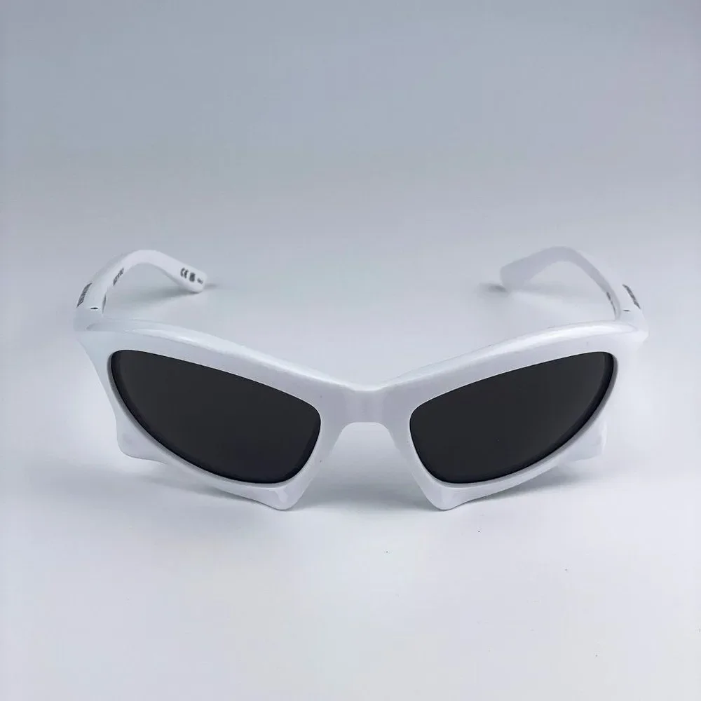 Balenciaga BB0229S 004 Sunglasses White Grey Bat Rectangle Unisex